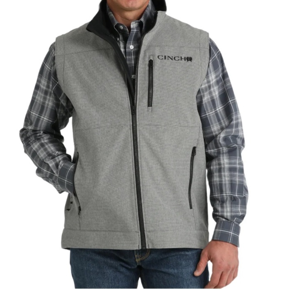 Cinch Men's Grey Striped Bonded Vest